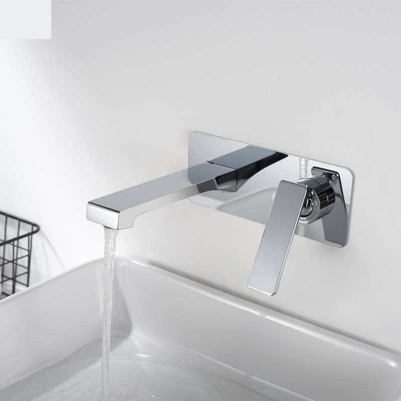 Robinet de lavabo à fixation murale 006 en laiton couleur chromé collection Enipée