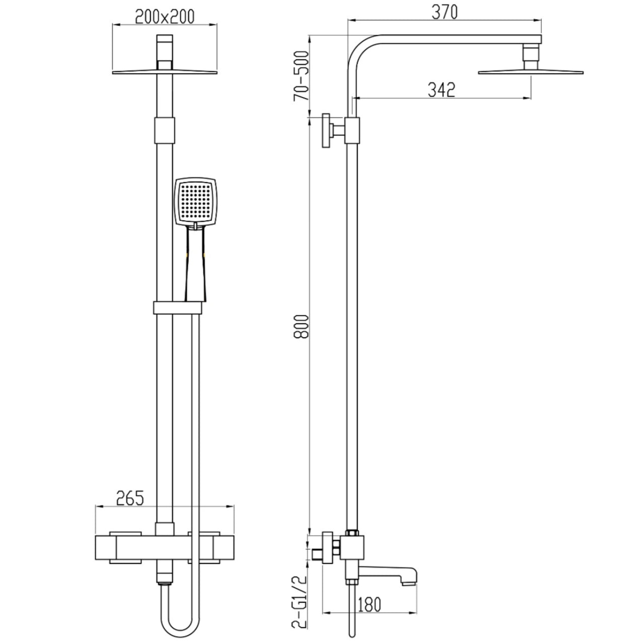 COLONNE DE DOUCHE THERMOSTATIQUE EN LAITON DORÉ BROSSÉ SC429 COLLECTION SCAMANDRE (OR MAT)