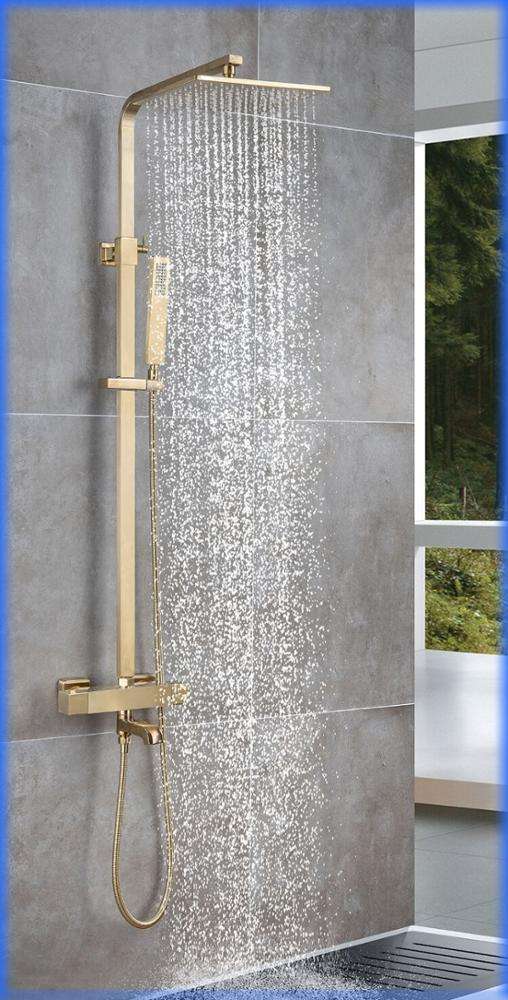 COLONNE DE DOUCHE THERMOSTATIQUE EN LAITON DORÉ BROSSÉ SC429 COLLECTION SCAMANDRE (OR MAT)