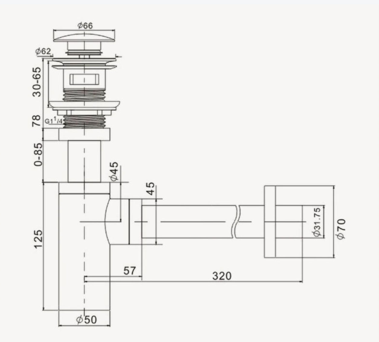 ENSEMBLE SIPHON ET BONDE 009 EN LAITON DORÉ BROSSÉ COLLECTION SCAMANDRE