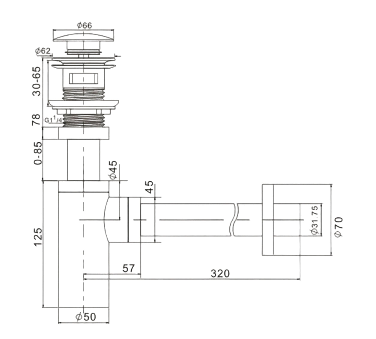ENSEMBLE SIPHON ET BONDE 009 EN LAITON ROSE DORÉ COLLECTION PENEE