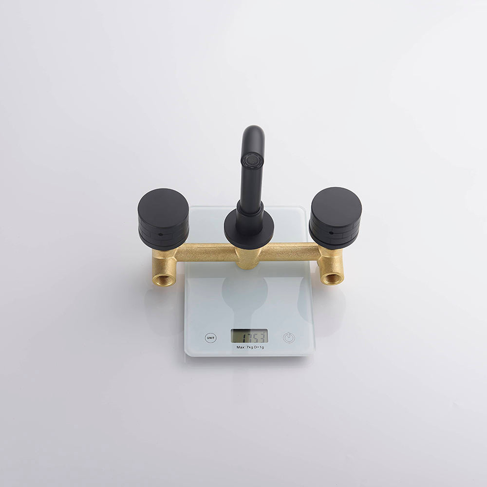 Robinet de lavabo mural 052 en laiton noir collection Céphise