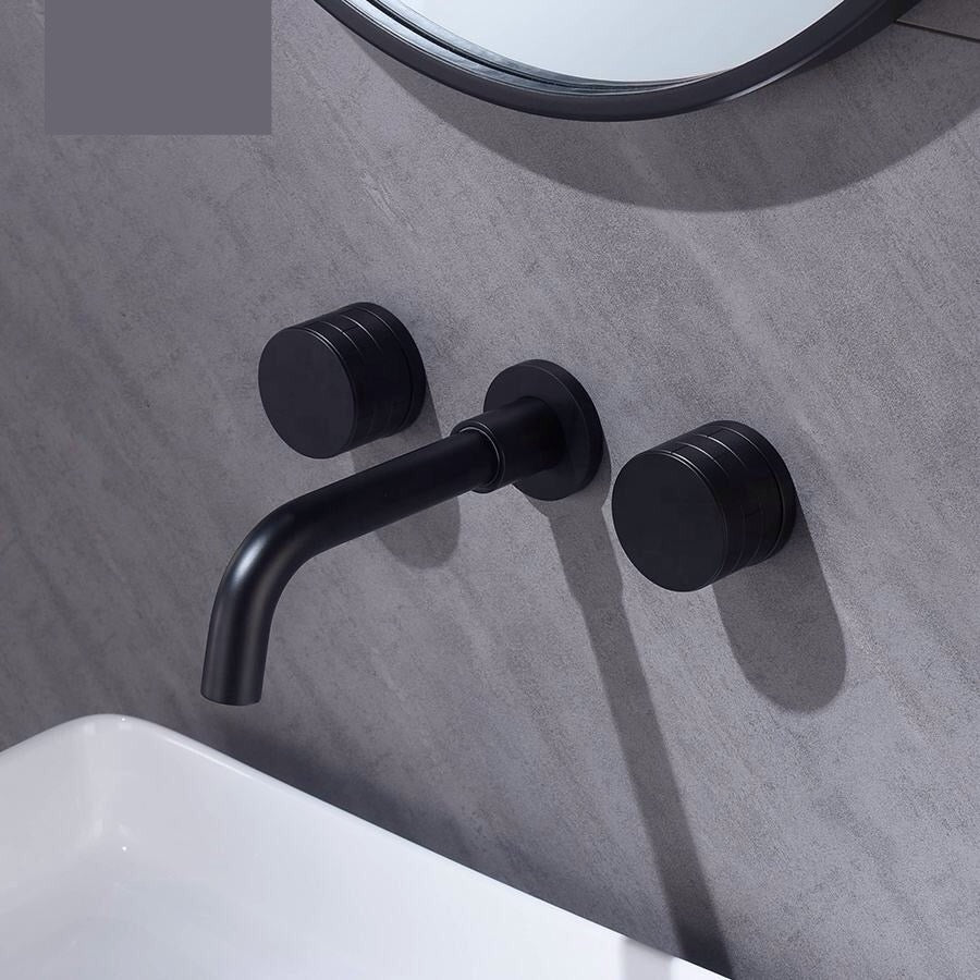 Robinet de lavabo mural 052 en laiton noir collection Céphise