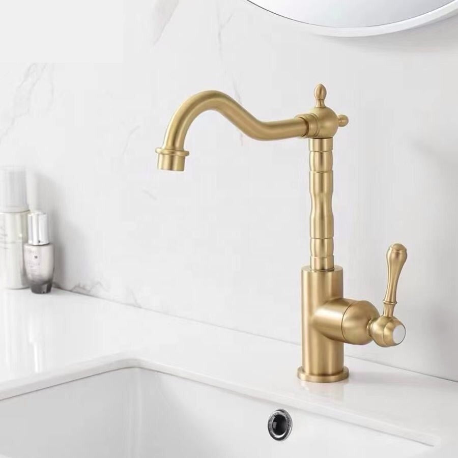 Robinet de lavabo surélevé en laiton 026 en laiton doré brossé collection Scamandre