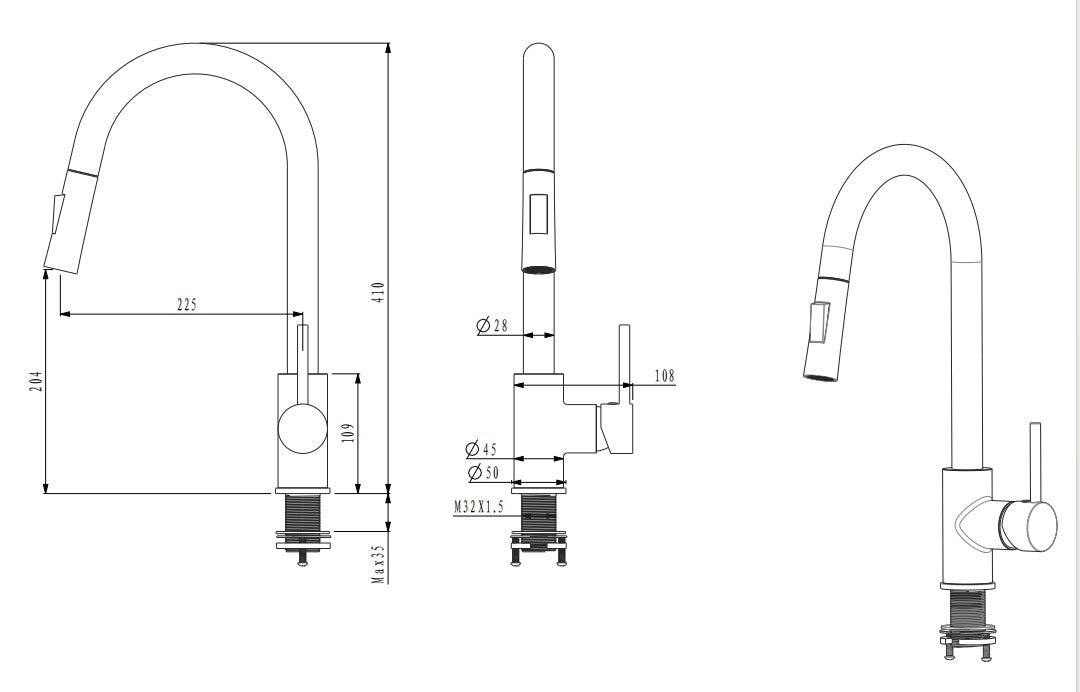 ROBINET DE CUISINE 201 EN LAITON ROSE DORE COLLECTION PENEE