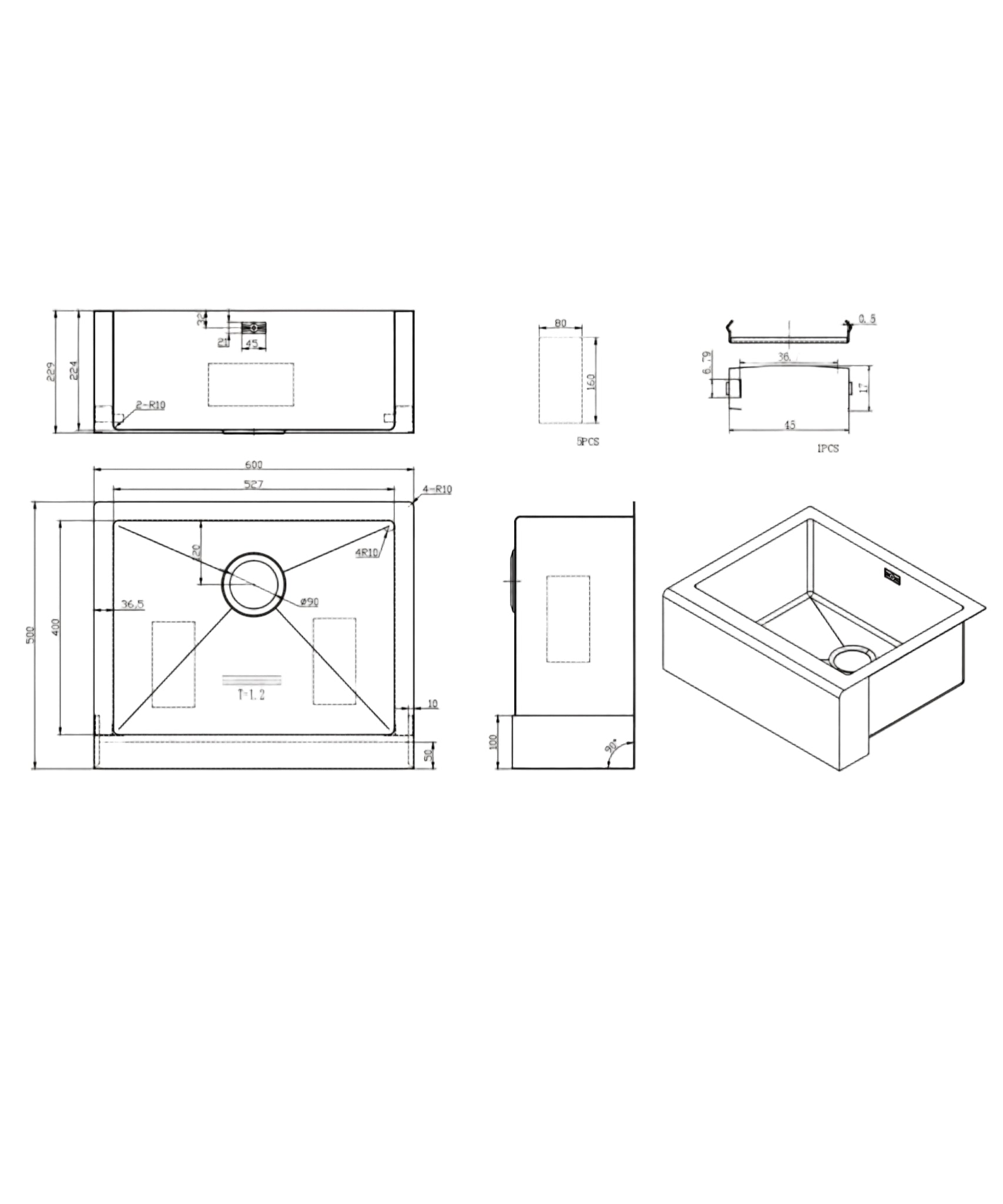 ÉVIER EN ACIER INOXYDABLE 003 CHROMÉ COLLECTION ERYMANTHE
