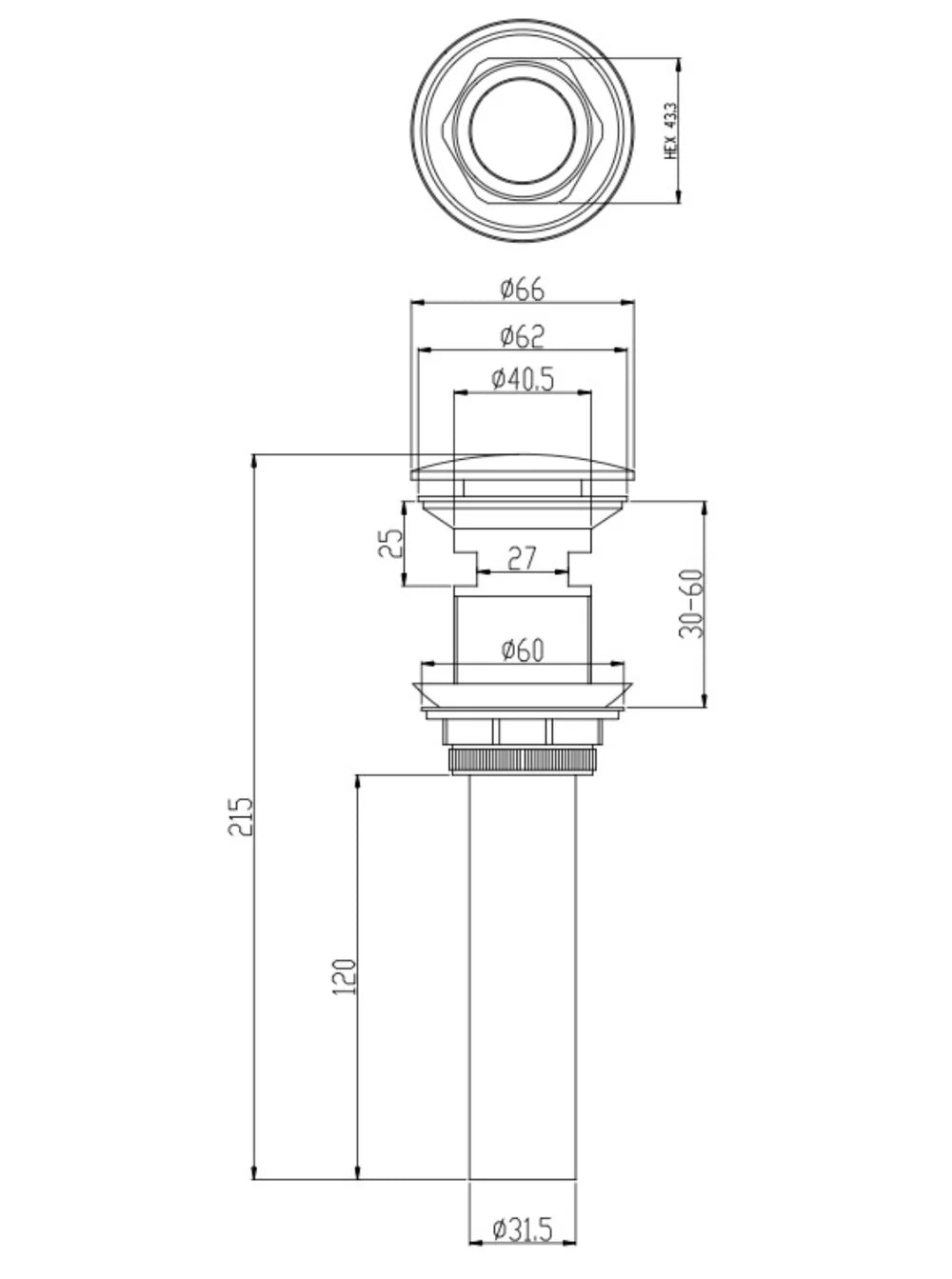 004 DESAGÜE CLICK-CLACK NEGRO 100% LATÓN