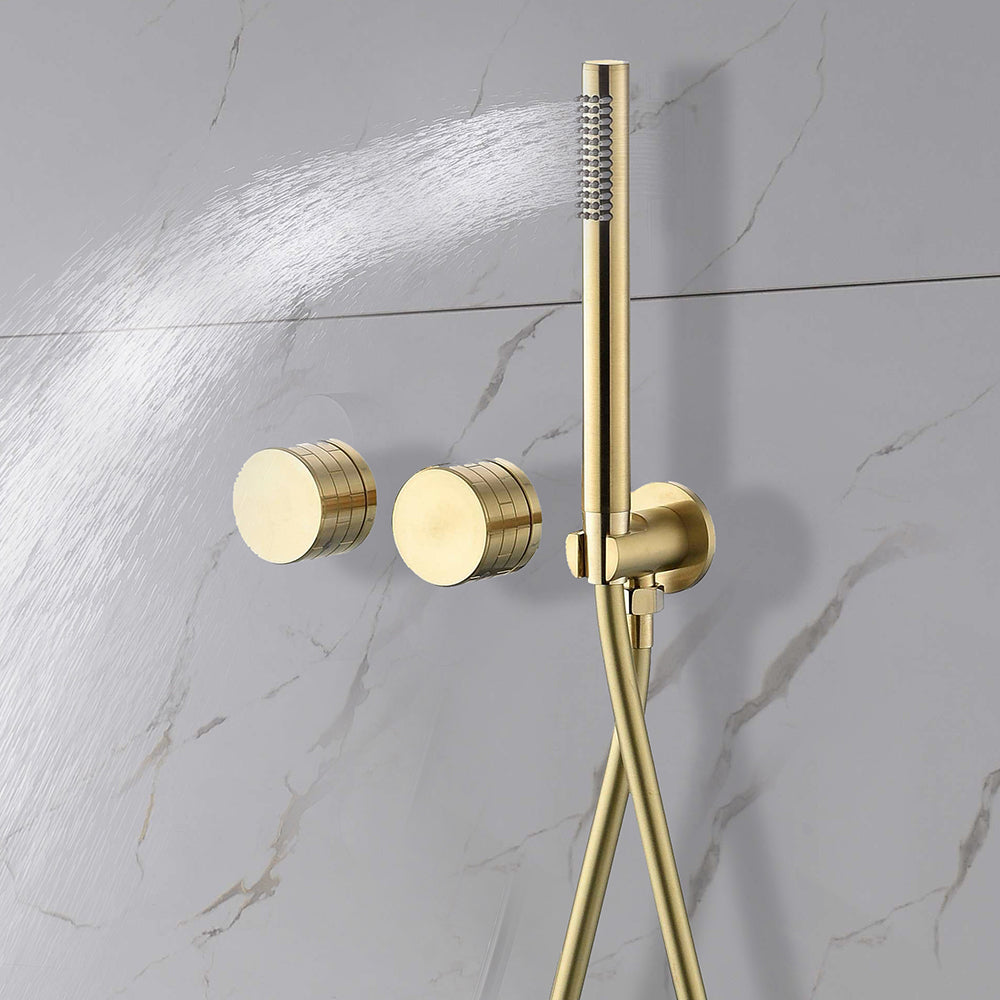 SC44 COMPOSICIÓN DE DUCHA EN LATÓN DORADO CEPILLADO (ORO MATE) COLECCIÓN SCAMANDRE