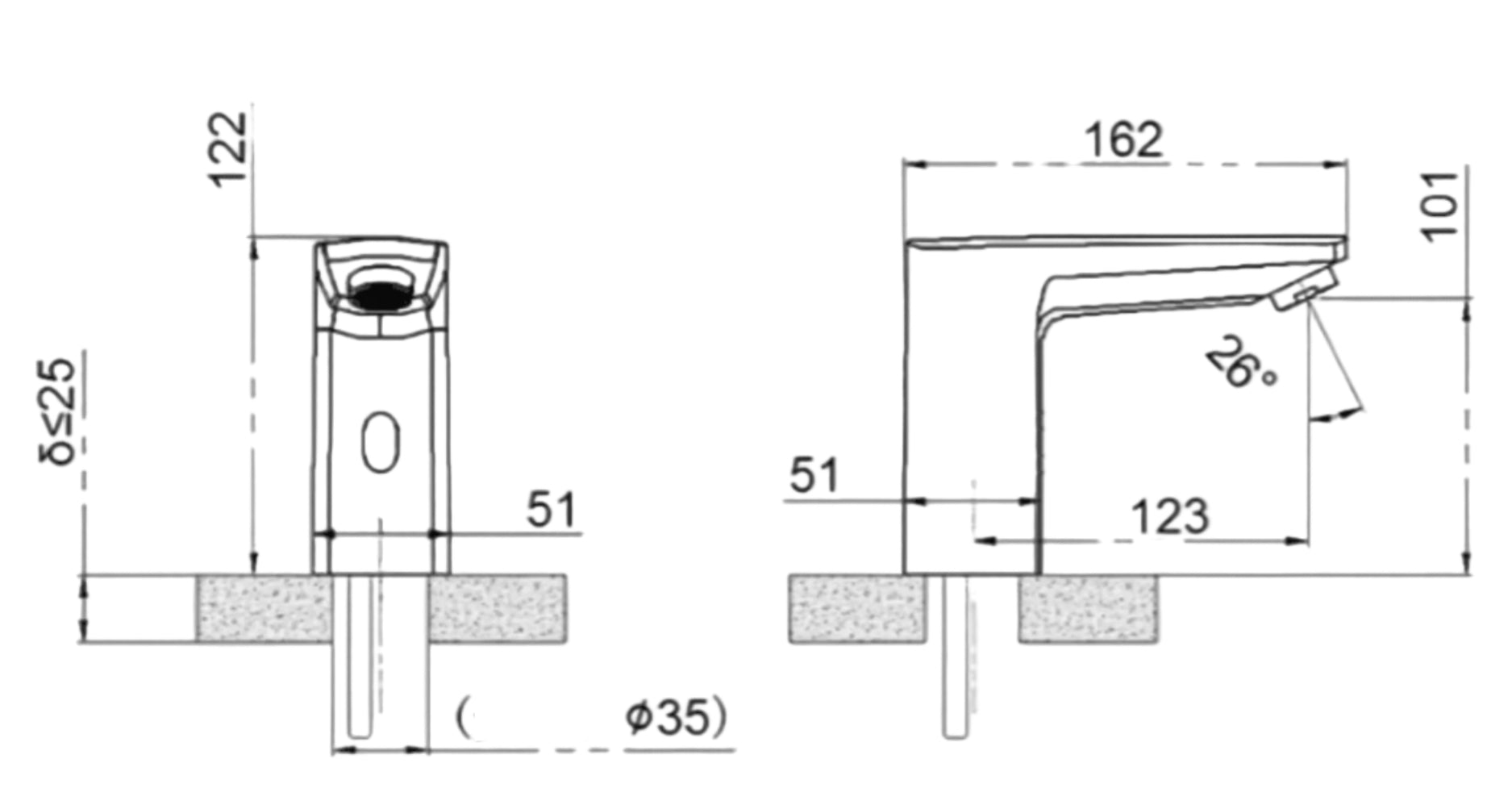 Infrared sink faucet 018 in golden brass, Halys collection