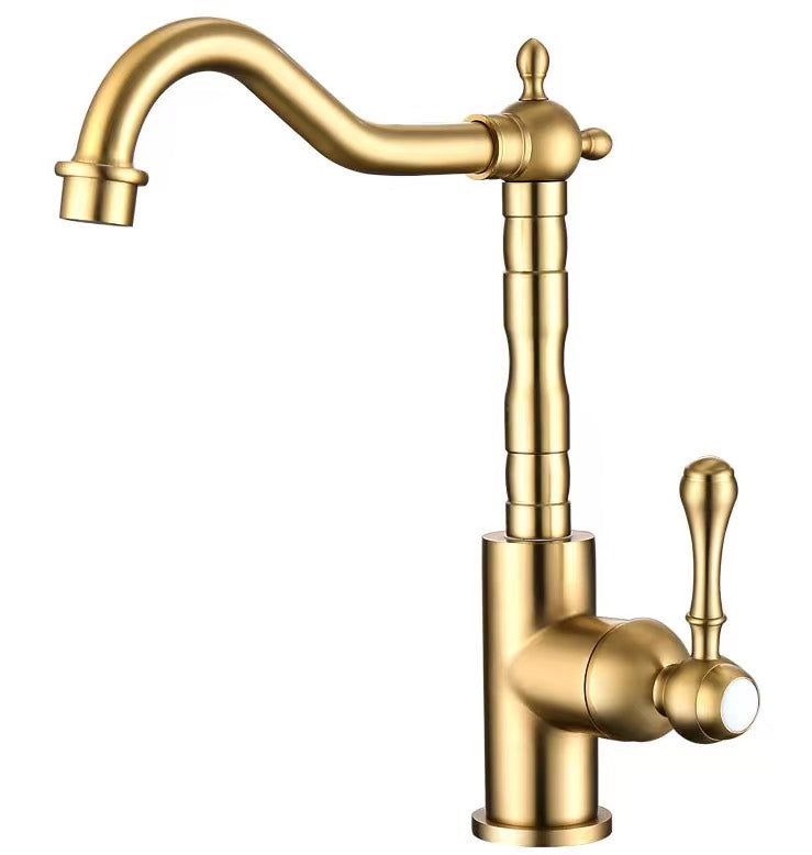 Brass kitchen faucet 025 in brushed gold brass Scamandre collection