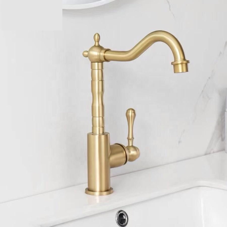 Brass kitchen faucet 025 in brushed gold brass Scamandre collection