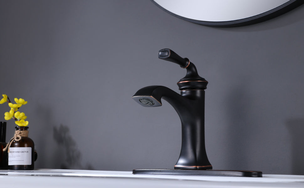 Grifo de lavabo de repisa 062 en latón negro de la colección Céphise