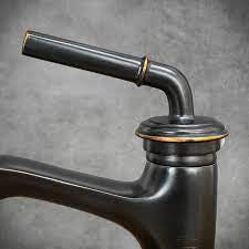 Grifo de lavabo de repisa 062 en latón negro de la colección Céphise