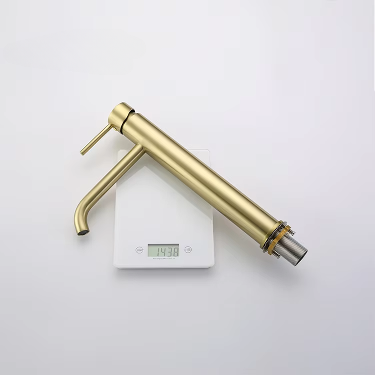 Scamandre collection 055 brushed gold brass raised basin faucet