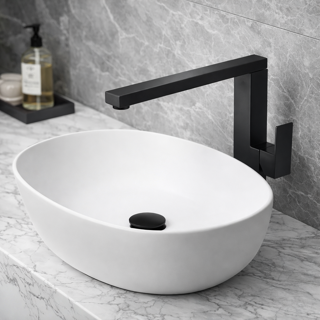 ROBINET DE LAVABO SURÉLEVÉ 018 EN LAITON NOIR COLLECTION ALPHÉE