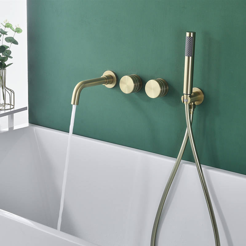 Robinet de baignoire à fixation murale 078 en laiton doré brossé collection Scamandre