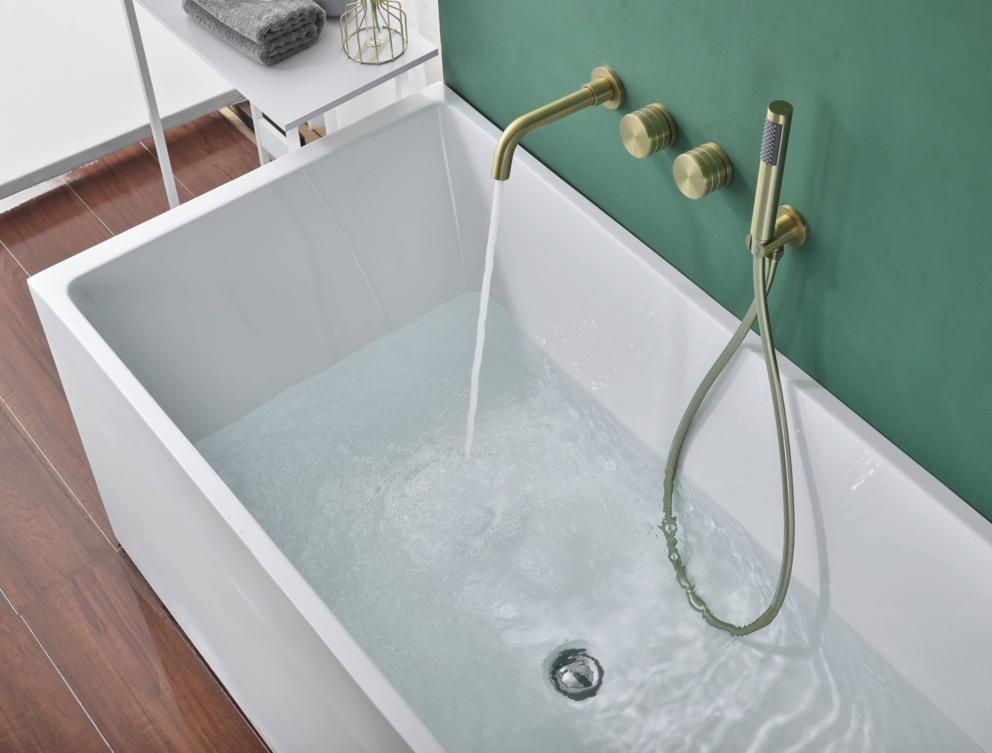 Robinet de baignoire à fixation murale 078 en laiton doré brossé collection Scamandre