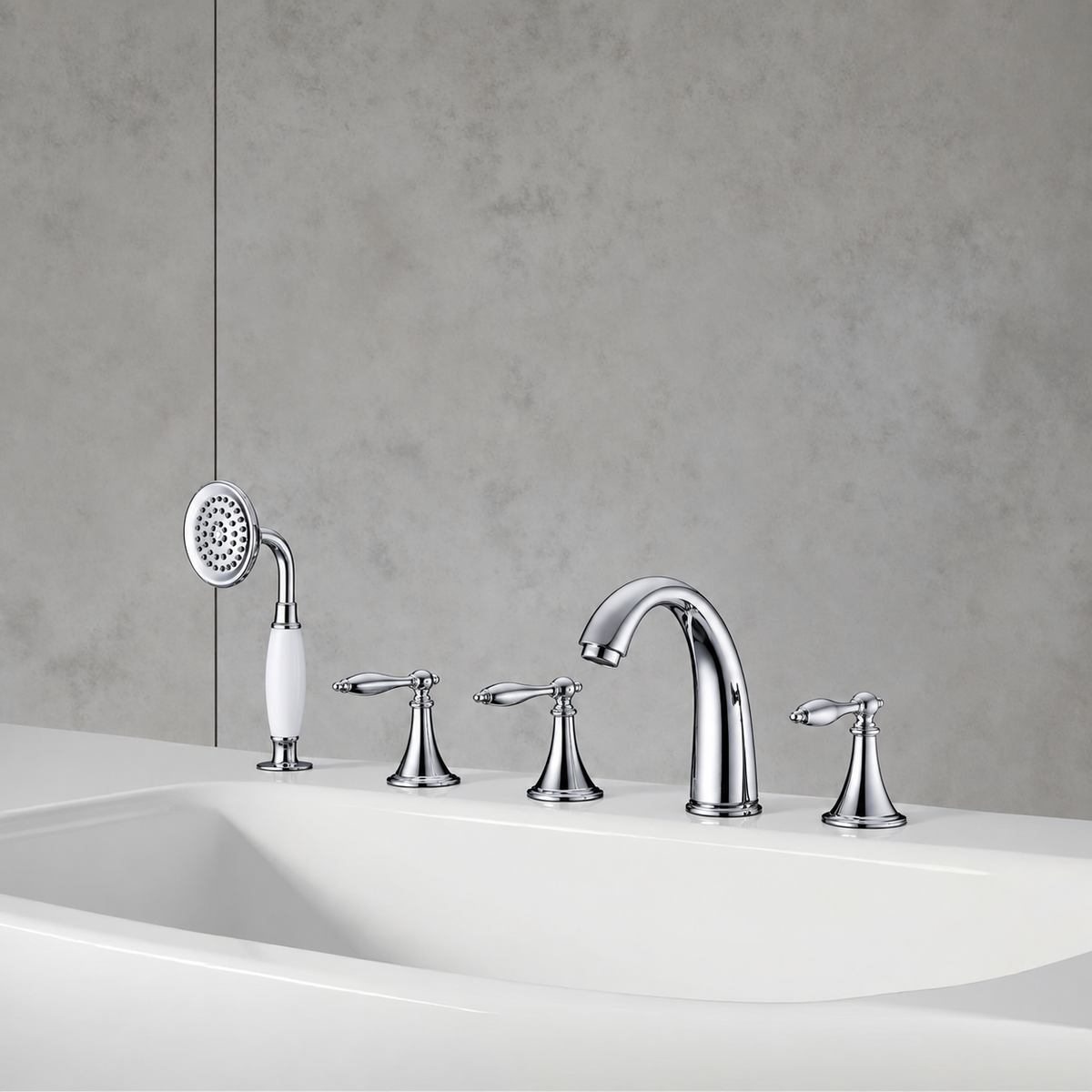 Deck-mounted bathtub faucet 013 in chrome-plated brass Erymanthe collection