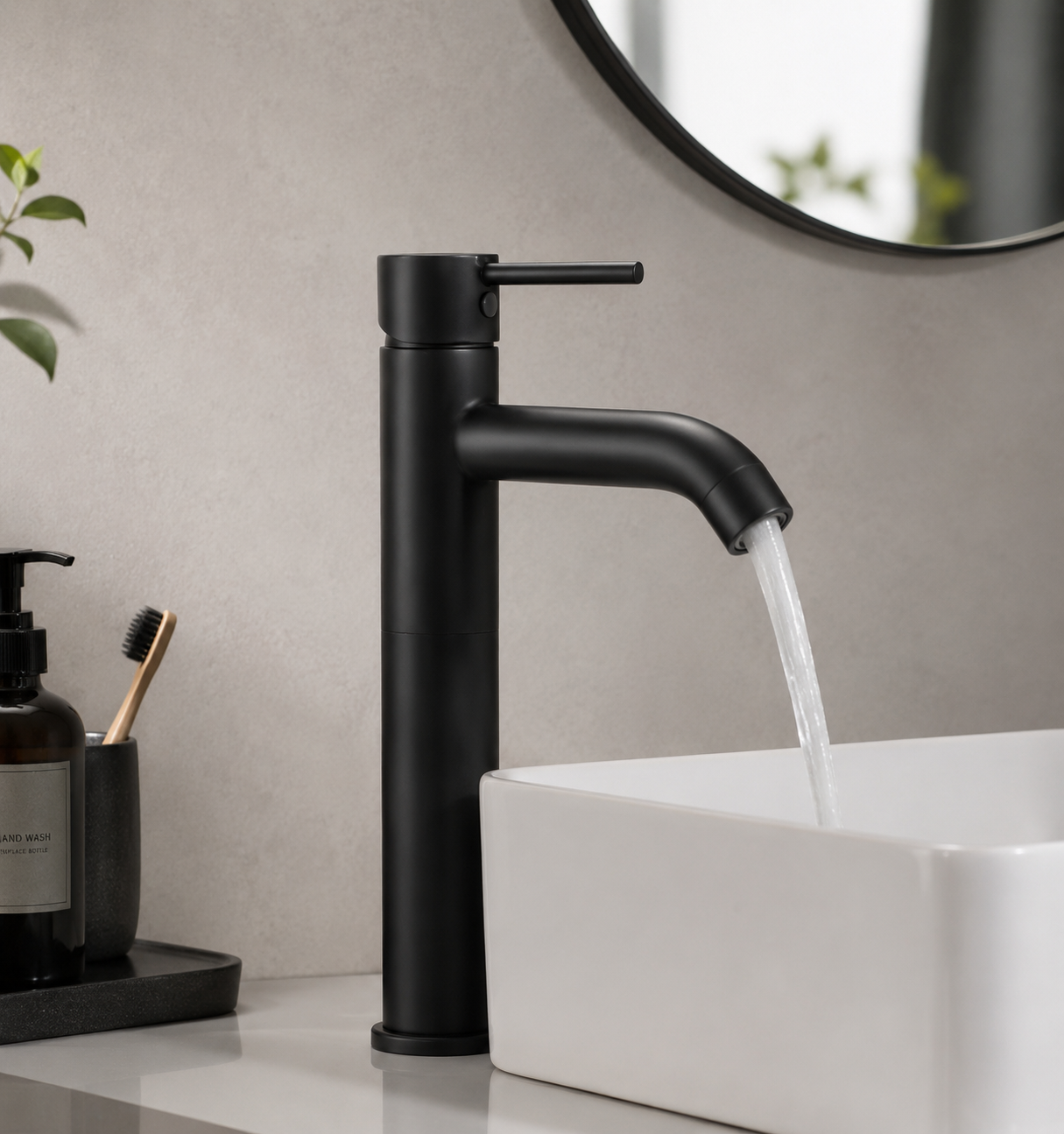 Robinet de lavabo B205 surélevé Céphise Noir Mat — Robinet Lavabo HUDOR