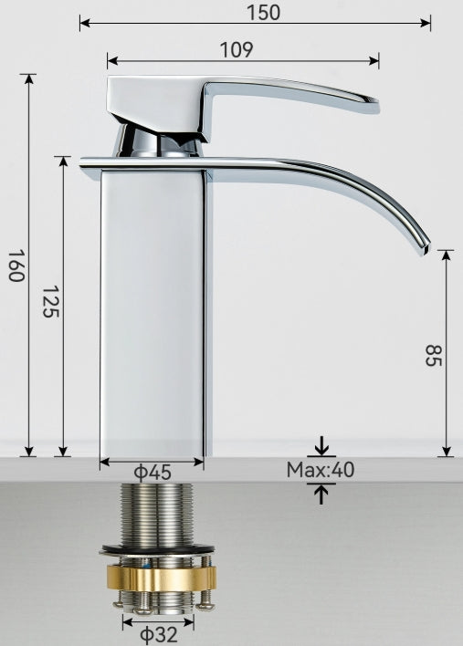 ROBINET DE LAVABO SUR PLAGE B03 EN LAITON CHROMÉ COLLECTION ENIPEE