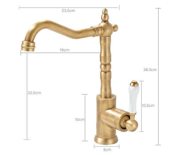 Robinet de cuisine en laiton 025 en laiton doré brossé collection Scamandre