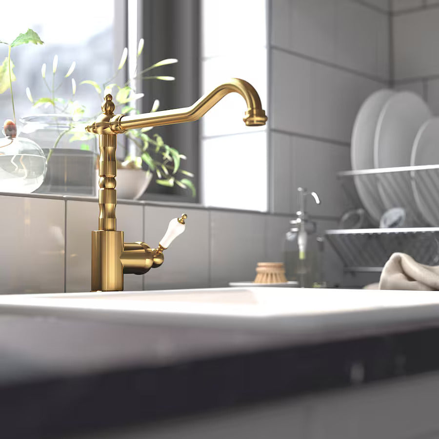 Brass kitchen faucet 025 in brushed gold brass Scamandre collection