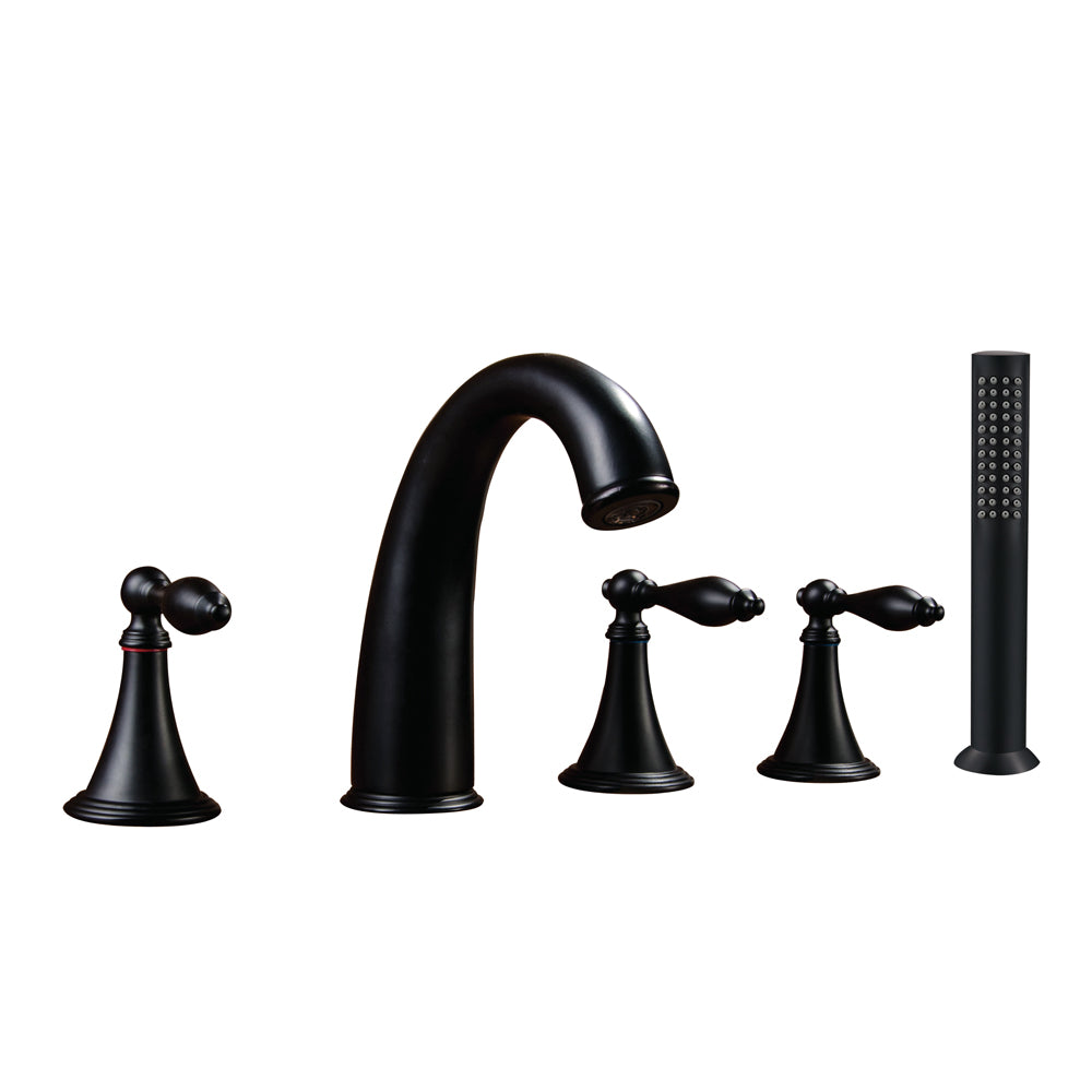 Robinet de baignoire à fixation sur plage 059 en laiton noir collection Alphée