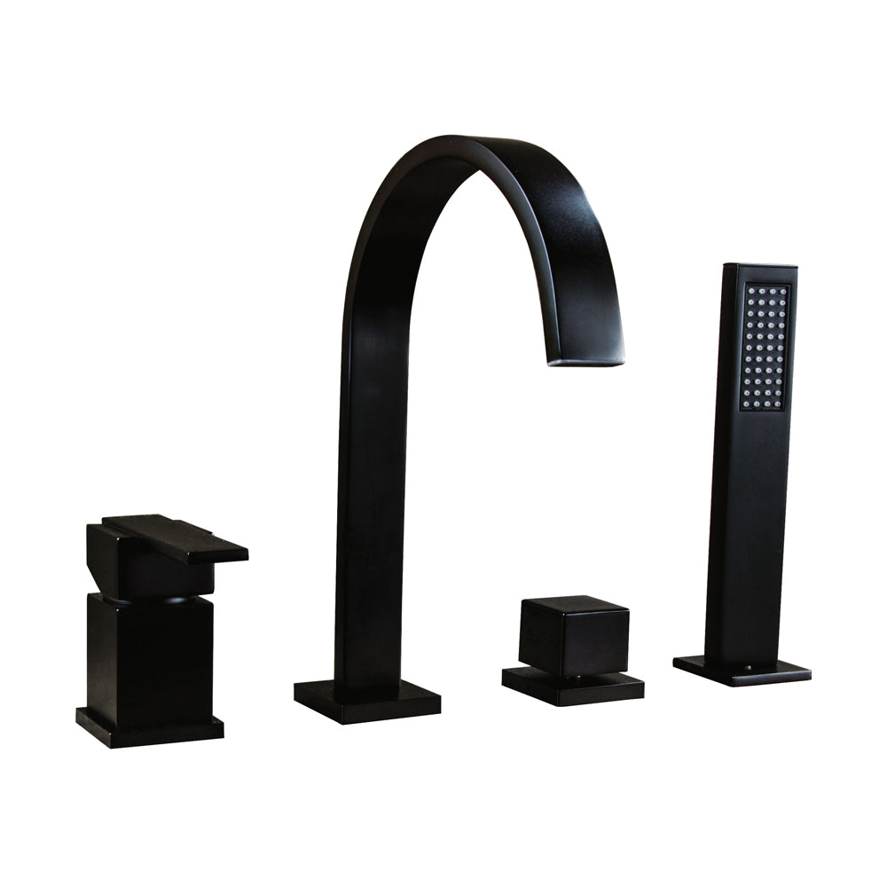 Robinet de baignoire à fixation sur plage 100% en laiton noir 0089 collection Alphée