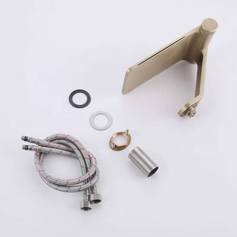 HUDOR 200001 — Mitigeur Lavabo Doré Brossé collection Scamandre | Robinetterie de Luxe