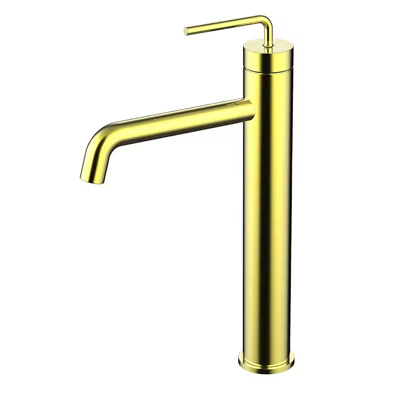 Robinet de lavabo surélevé 040 en laiton doré brossé collection Scamandre