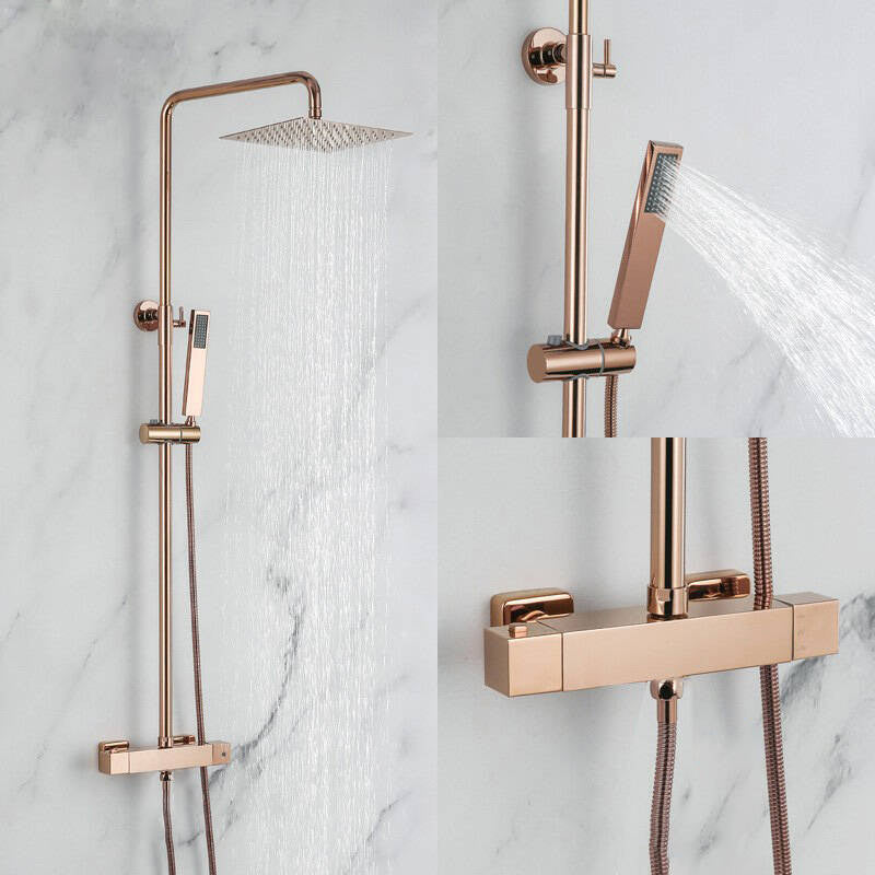 COLUMNA DE DUCHA TERMOSTÁTICA EN LATÓN ORO ROSA (COBRE) SC428 COLECCIÓN PENEE