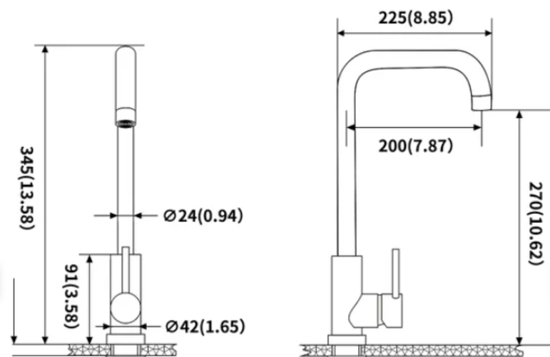 K128 KITCHEN FAUCET in BRUSHED GOLD BRASS SCAMANDRE COLLECTION