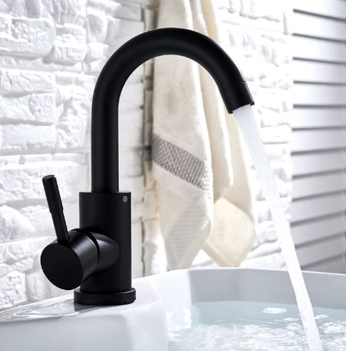 ROBINET DE LAVABO SUR PLAGE EN LAITON NOIR MAT COLLECTION CEPHISE