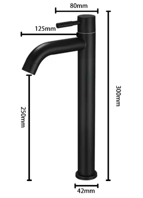 Robinet de lavabo surélevé Céphise Noir Mat — Robinet Lavabo HUDOR