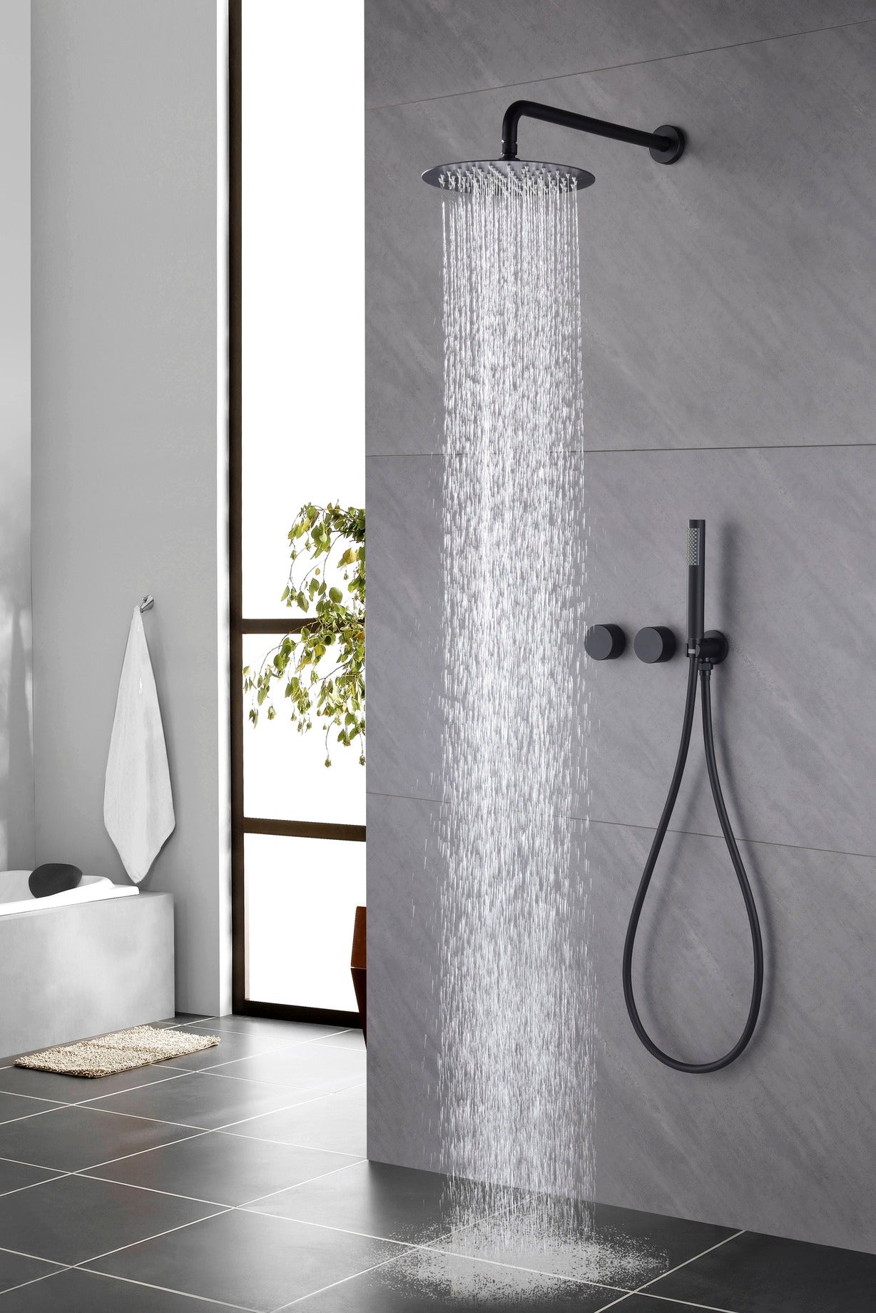 Composition de douche SC84 en laiton noir collection Céphise