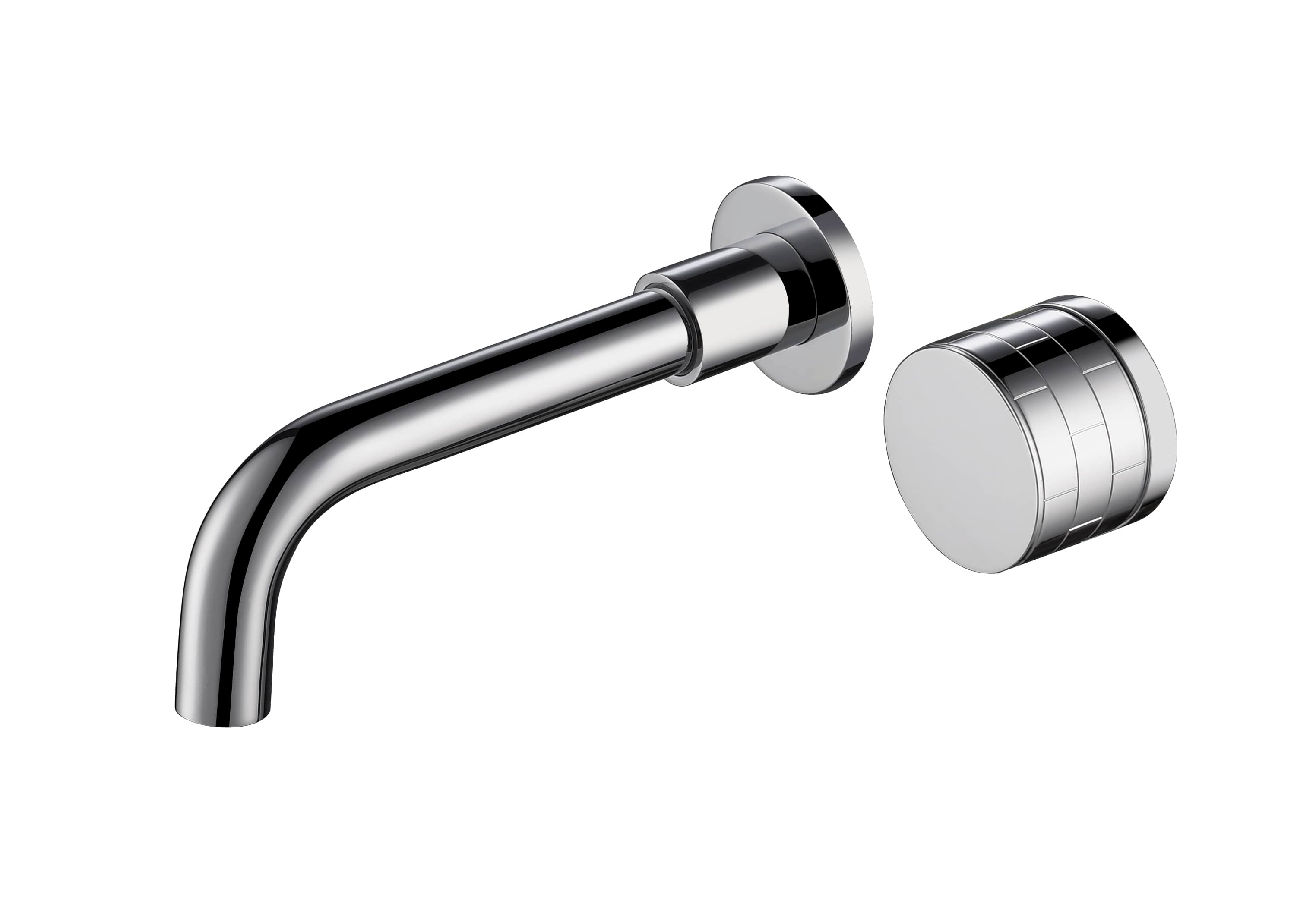 Grifo de lavabo de pared 042 en latón niquelado cepillado, colección Eas