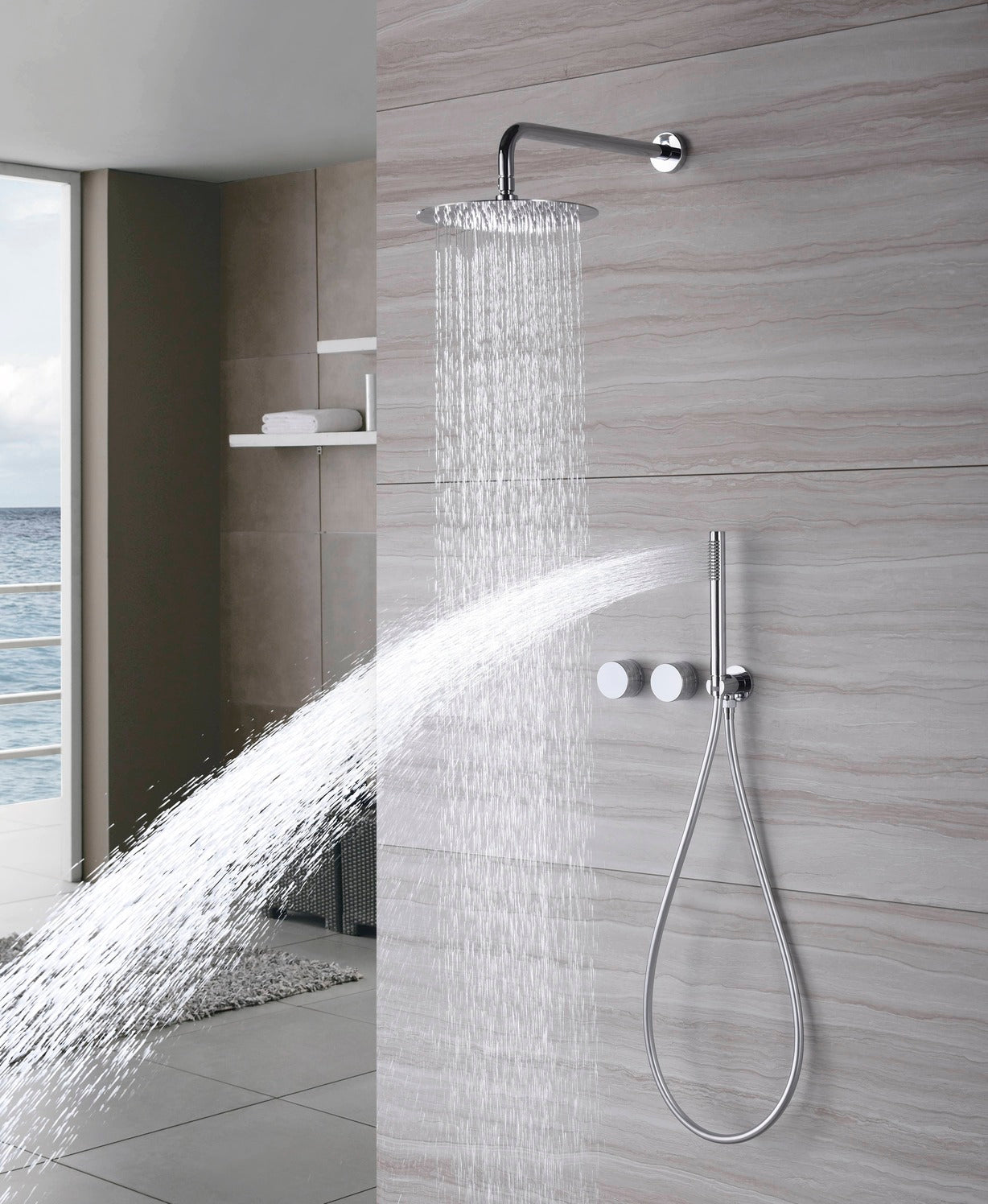 Composition de douche SC34 en laiton chromé collection Erymanthe