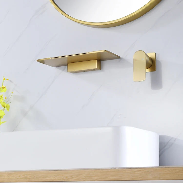 Robinet Baignoire Mural Encastré Gold