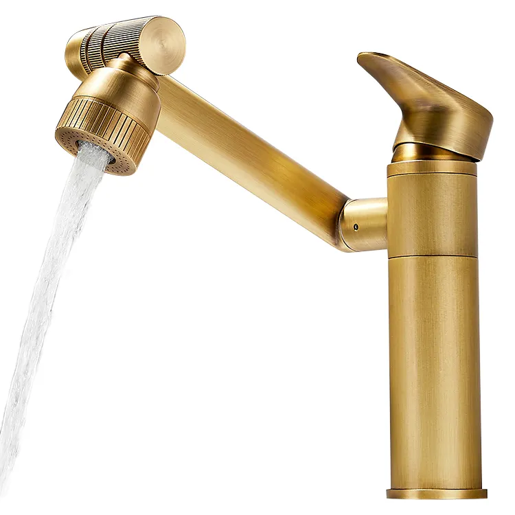 ROBINET DE LAVABO À TÊTE MODULABLE 091 DORÉ BROSSÉ