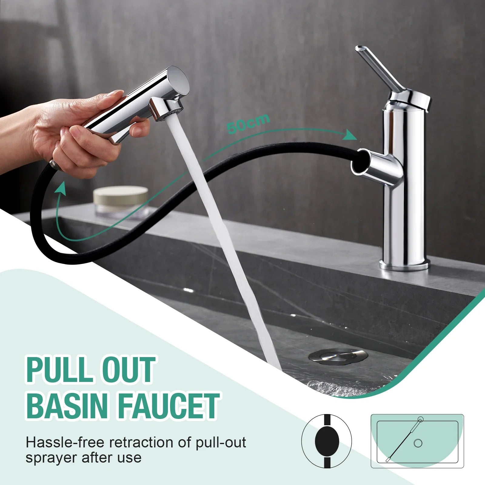 Robinet Lavabo Nickel Brossé HUDOR — détail