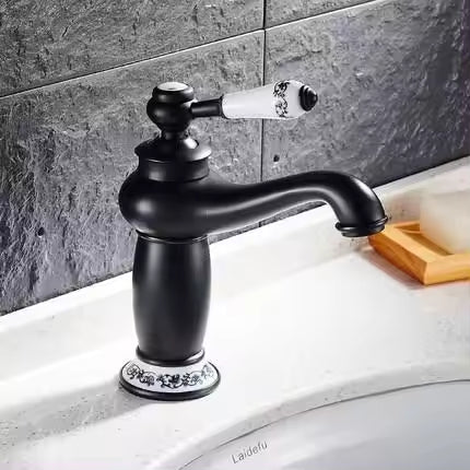 Robinet de lavabo sur plage 062 en laiton noir collection Céphise