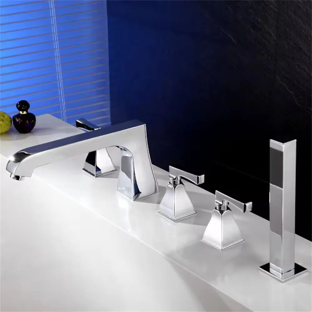 Robinet Baignoire Sur Plage Design Angulaire Chromé — HUDOR