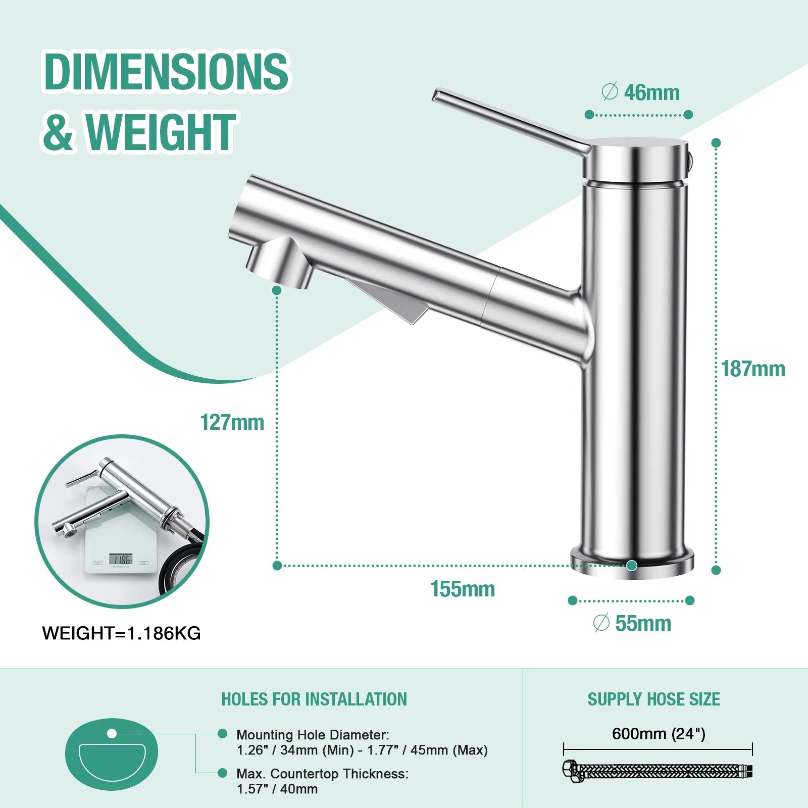 Robinet Lavabo Nickel Brossé HUDOR — mise en situation