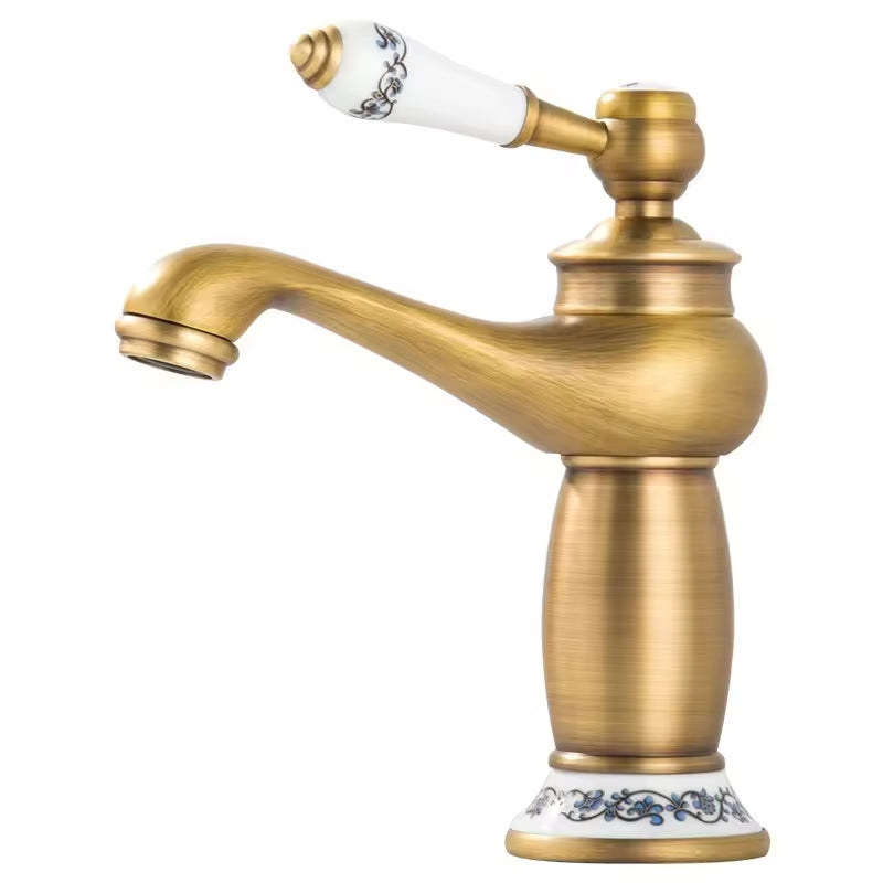 robinet de lavabo sur plage 062 en laiton doré brossé collection Scamandre