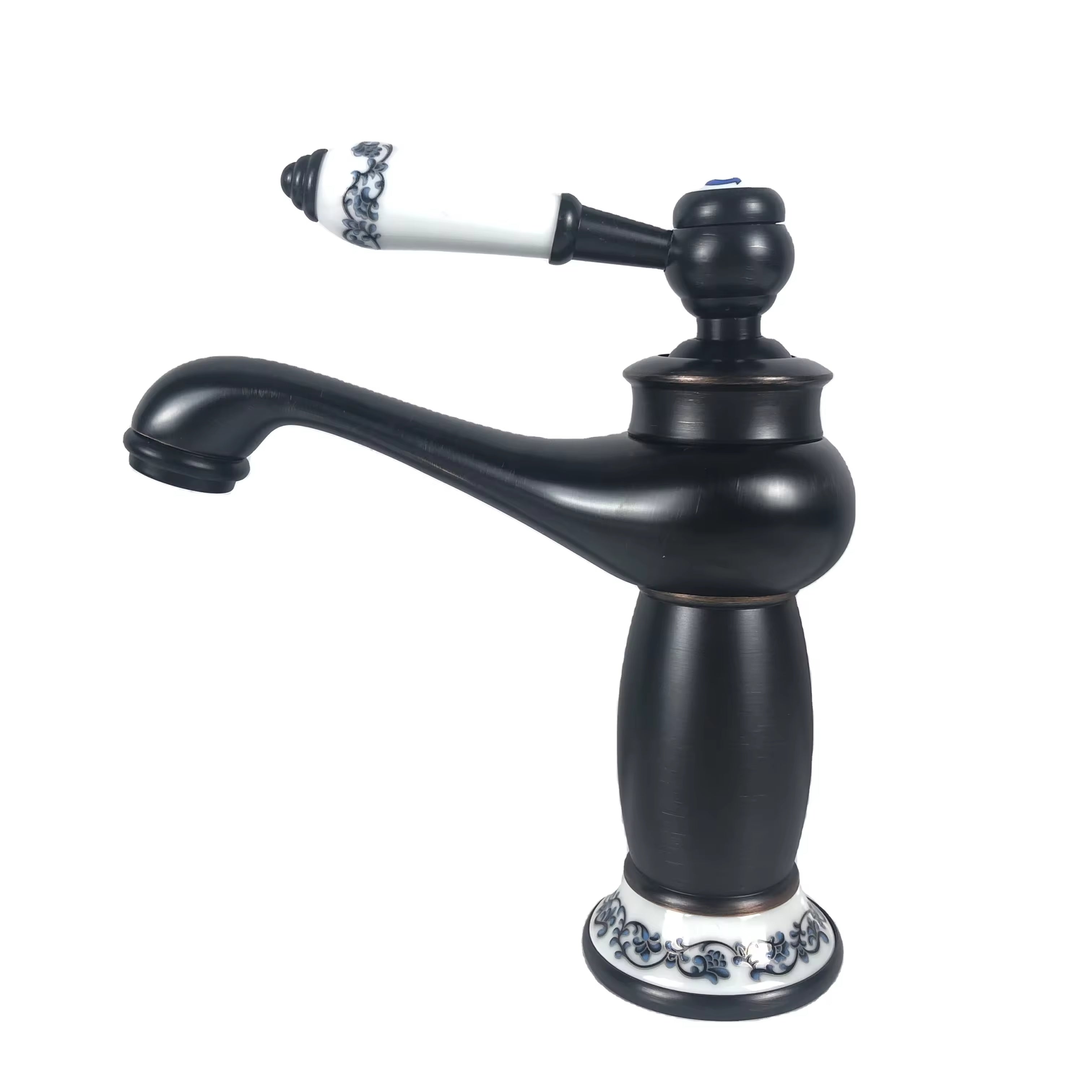 Robinet de lavabo sur plage 062 en laiton noir collection Céphise
