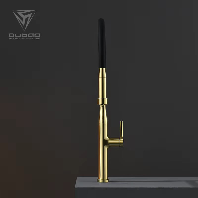 Robinet de cuisine 0123908 en Laiton massif Doré Brossé collection Scamandre