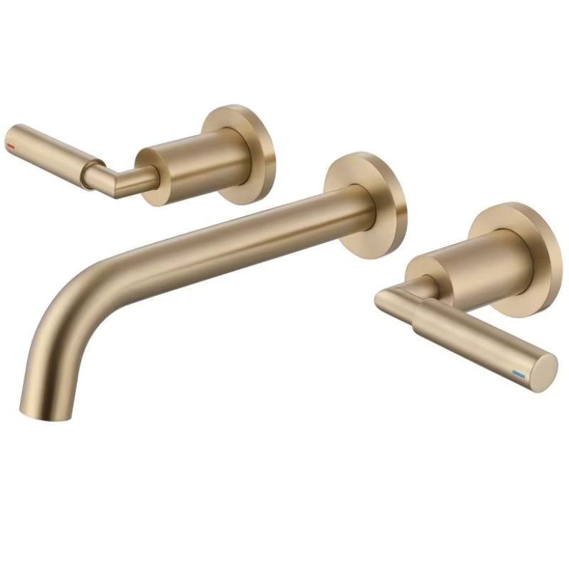 Robinet de Lavabo Mural Doré Brossé — HUDOR