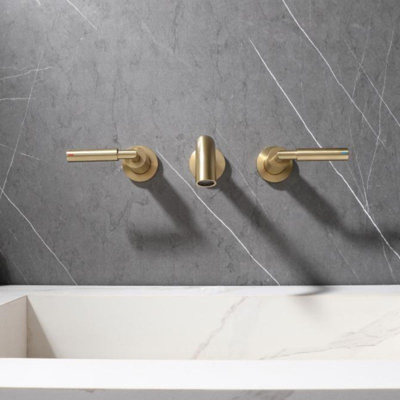 Robinet de Lavabo Mural Doré Brossé — HUDOR