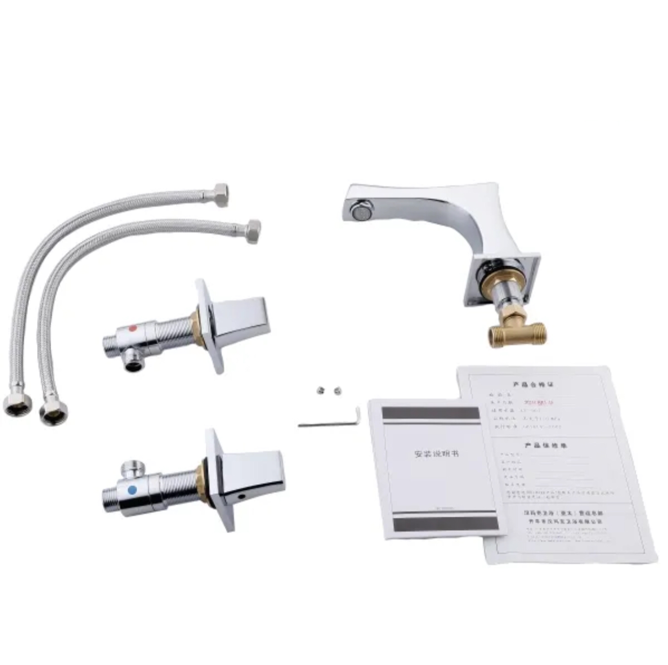 Grifo para lavabo de encimera de níquel cepillado de 3 orificios de la colección Axis