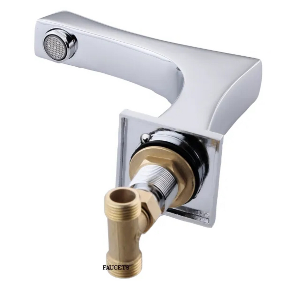 Robinet de lavabo sur plage 3 trous nickel brossé collection Axis